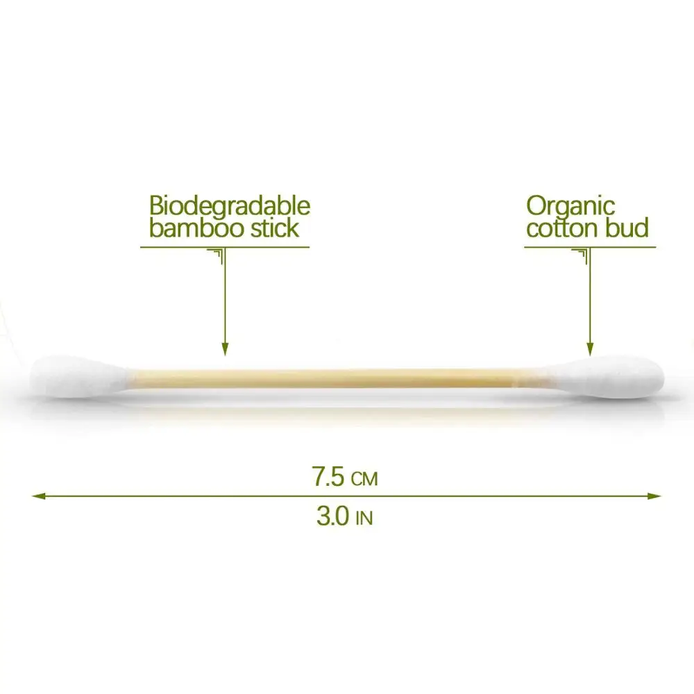 Cotonetes de bambu cabeça dupla, botões de madeira ecológicos, recicláveis, biodegradáveis, maquiagem, nariz, orelha limpa, novo estilo