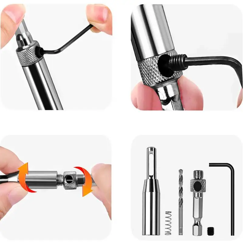 8/16 Pcs/set Self  Centering Hinge Drill Bit Door Cabinet Hinge Locating Hole Cutter Woodworking Tool HSS Center Drill Bit