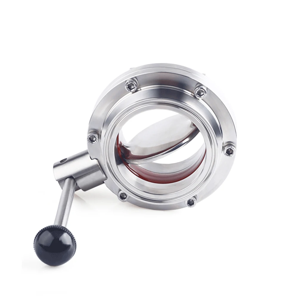 3/4 "1" 1-1/2 "2" 19/32/25/38/51/63 مللي متر الفولاذ المقاوم للصدأ 304 صمام فراشة صحي ثلاثي المشبك 50.5/64/77.5 مللي متر البيرة البيرة الألبان #2