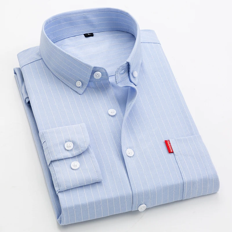 New style Mens Shirts High Quality Striped Business Casual Soft Dress Social Shirts Regular Fit Male Shirt Big Size