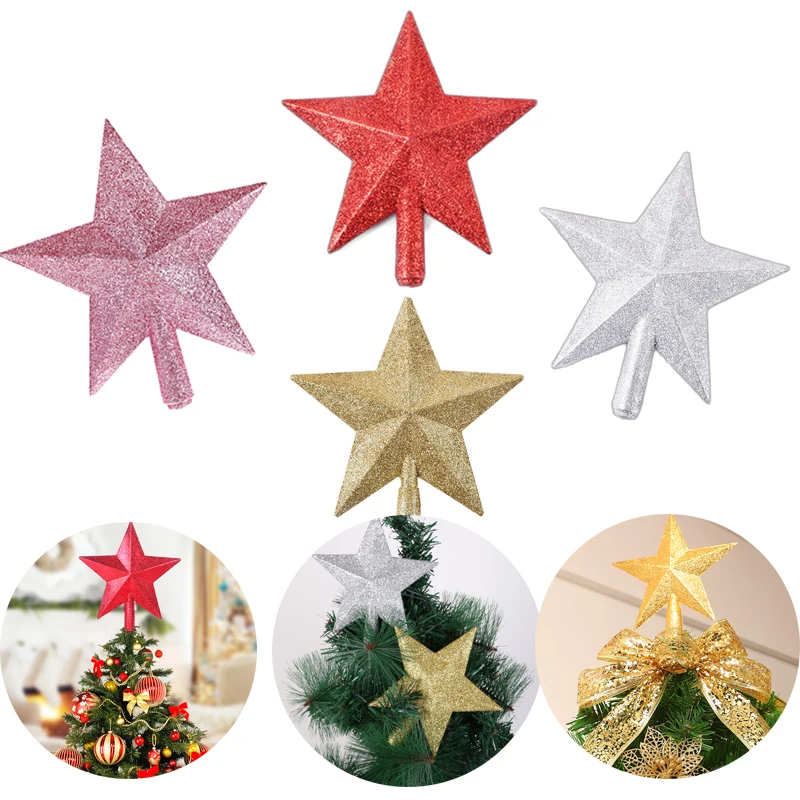 Christmas Tree Topper Star 15/20cm Christmas Decorations Glitter Star Xmas Ornament New Year Party Home Decor adornos de navidad