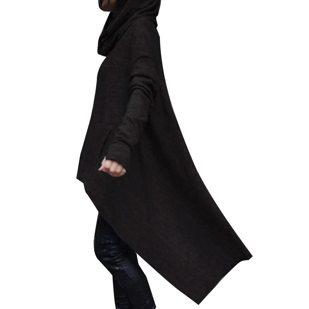 Autumn Women Asymmetric Hoodie Solid Color Long Sleeve Hem Fishtail Hoodie Sweatshirt Pullover women\'s hoodies