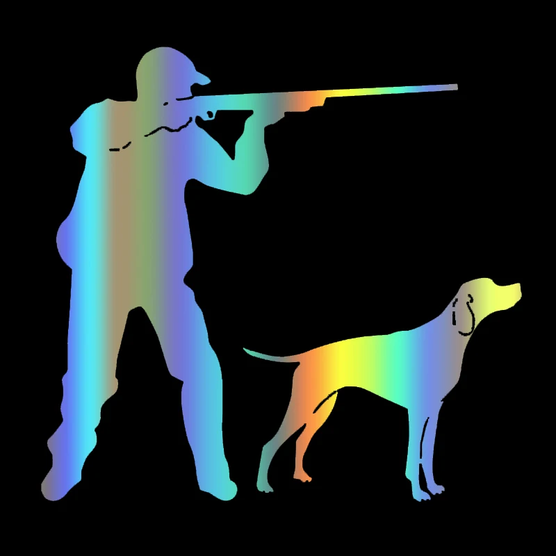 

S51195 Various Sizes/Colors Car Stickers Vinyl Decal Young Hunter with Gun and Hunting Dog Motorcycle Decorative