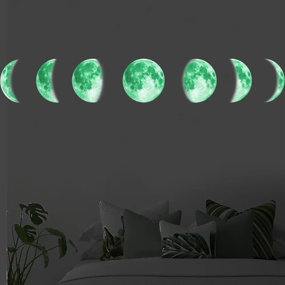 Moon Phase 3D Luminous Wall Stickers Living Room Decoration Glow In The Dark Mural Bedroom Moon Eclipse Pattern Art Decals