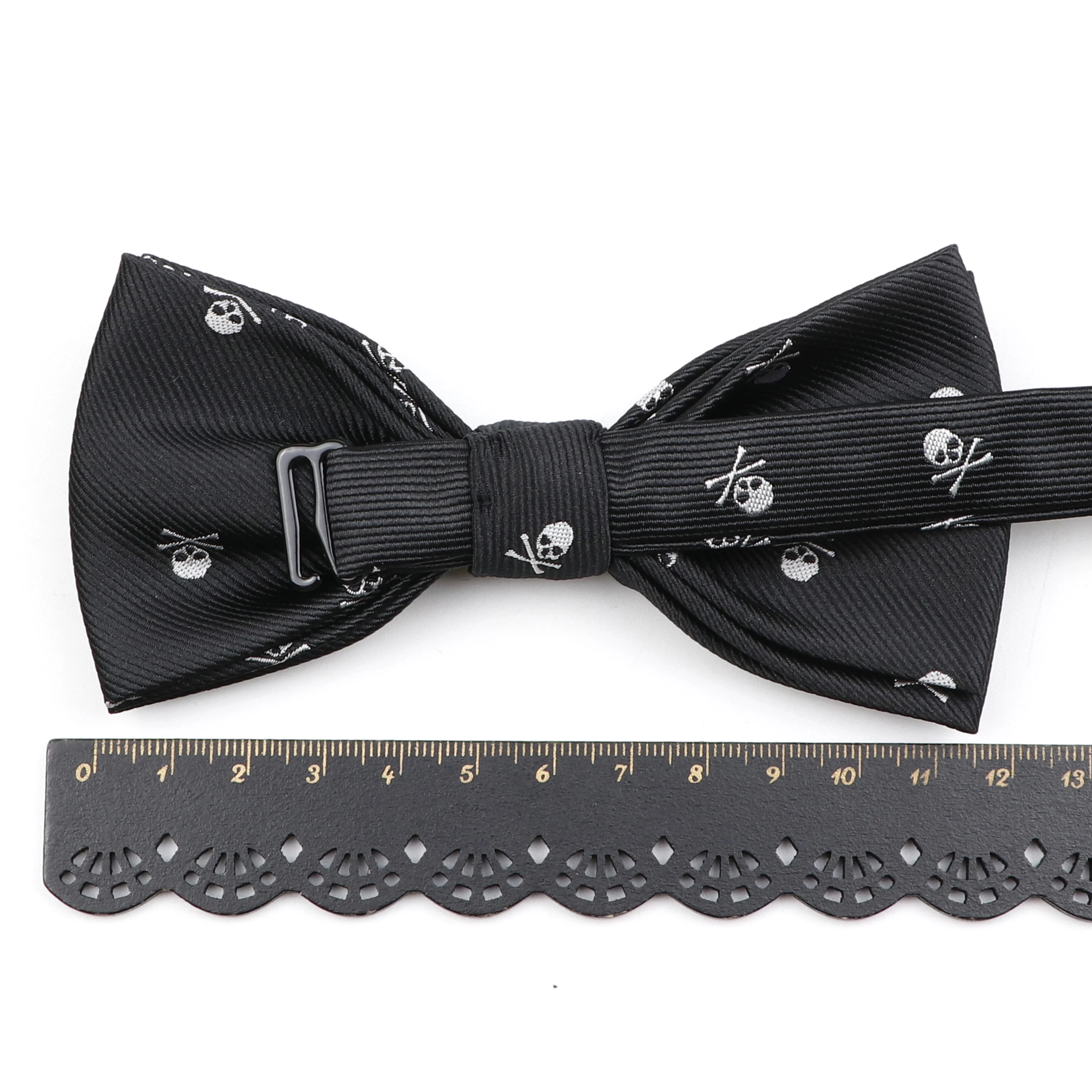 Men\'s Fashion Skull Bowtie 100% Microfiber Bow Tie Woven Polyester Jacquard Butterfly For Wedding Halloween Party Dress Neckwear