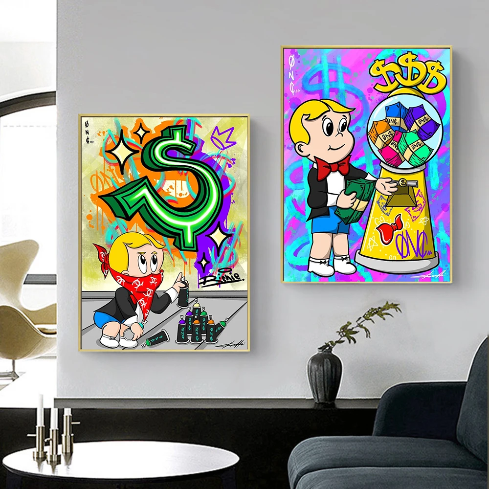 Graffiti Art Money Monopoly Dollar Canvas Painting Oil Painting Modern Posters Prints Home Decor Wall Picture For Living Room