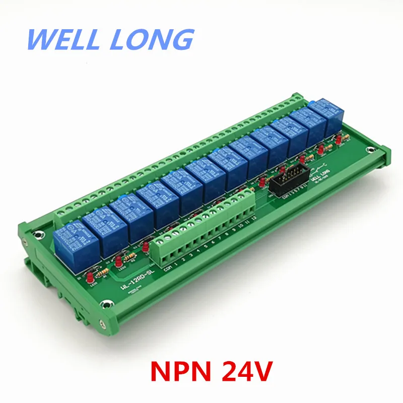 DIN Rail Mount 12 Channel NPN Type 24V 10A Power Relay Interface Module,SONGLE SRD-24VDC-SL-C Relay.