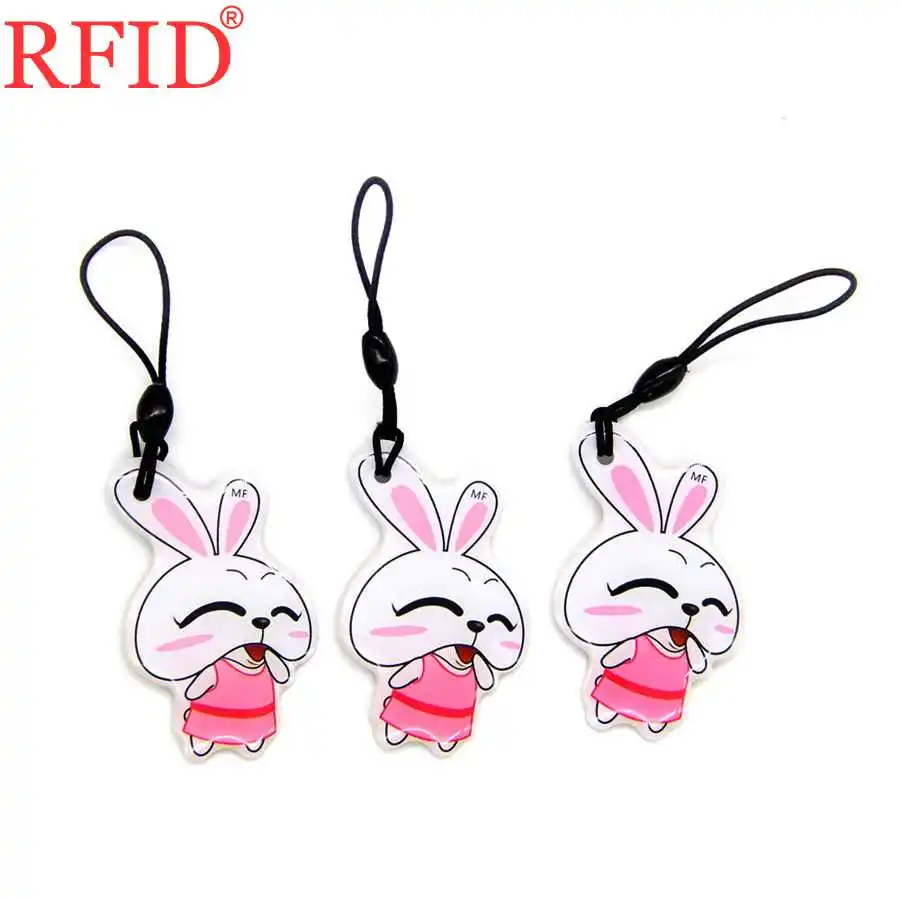 UID S50 1K 13.56Mhz Changeable NFC Keyfob Rewritable IC Card Cartoon Waterproof Key Ring Fob Token Tag For Access Control 1pcs