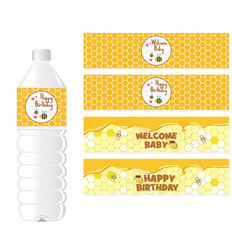 

24pcs/lot Butterfly Bee theme water bottle labels Butterfly Bee bottle stickers Butterfly Bee birthday party decorations
