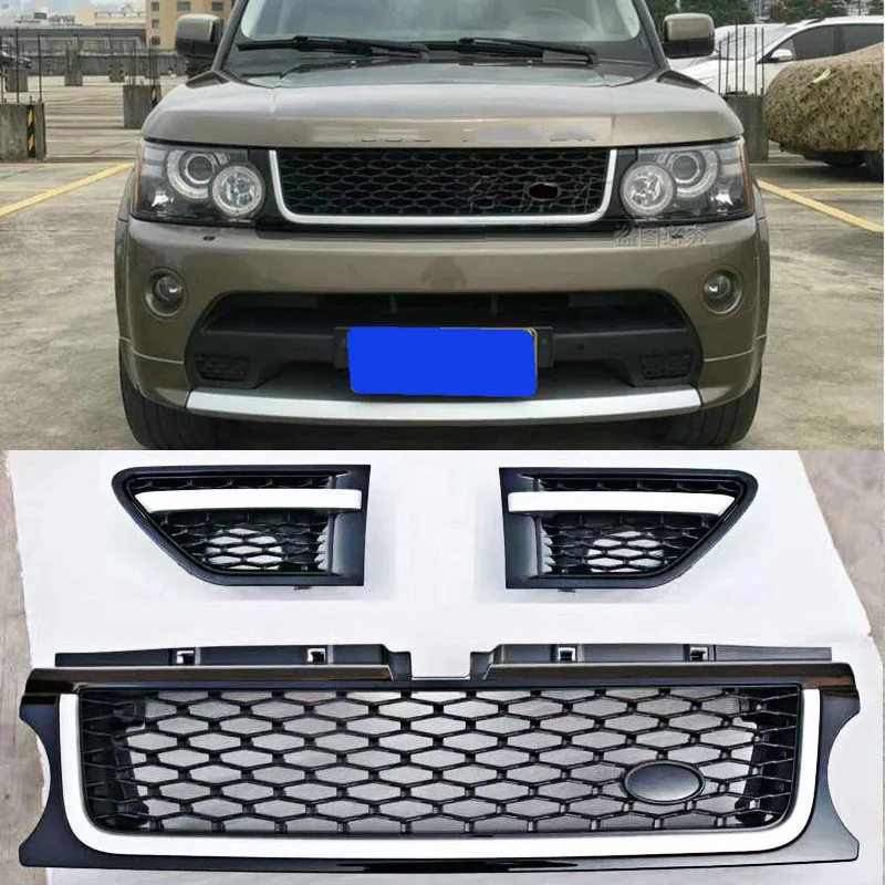 FOR RANGE ROVER L320 SPORT MODEL 2006 07 08 09 10 11 12 2013 Silver Black CHROMED FRONT GRILLE