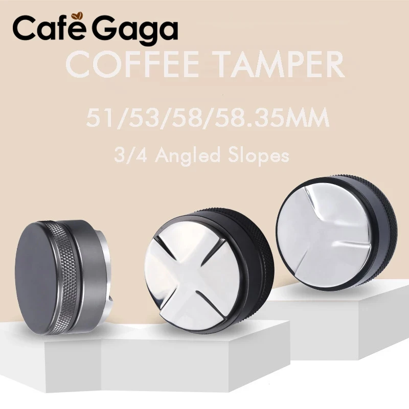 

51 53 58mm Coffee Tamper Adjustable Powder Hammer Anti-slip 3/4 Angled Slopes Base Espresso Distribution Accessories