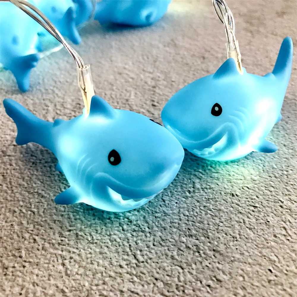 10/20 LEDs Shark girlanda żarówkowa USB/zasilany z baterii Fairy Garland fantastyczna lampa do sypialni dzieci pokój dziecięcy dekoracja okienna