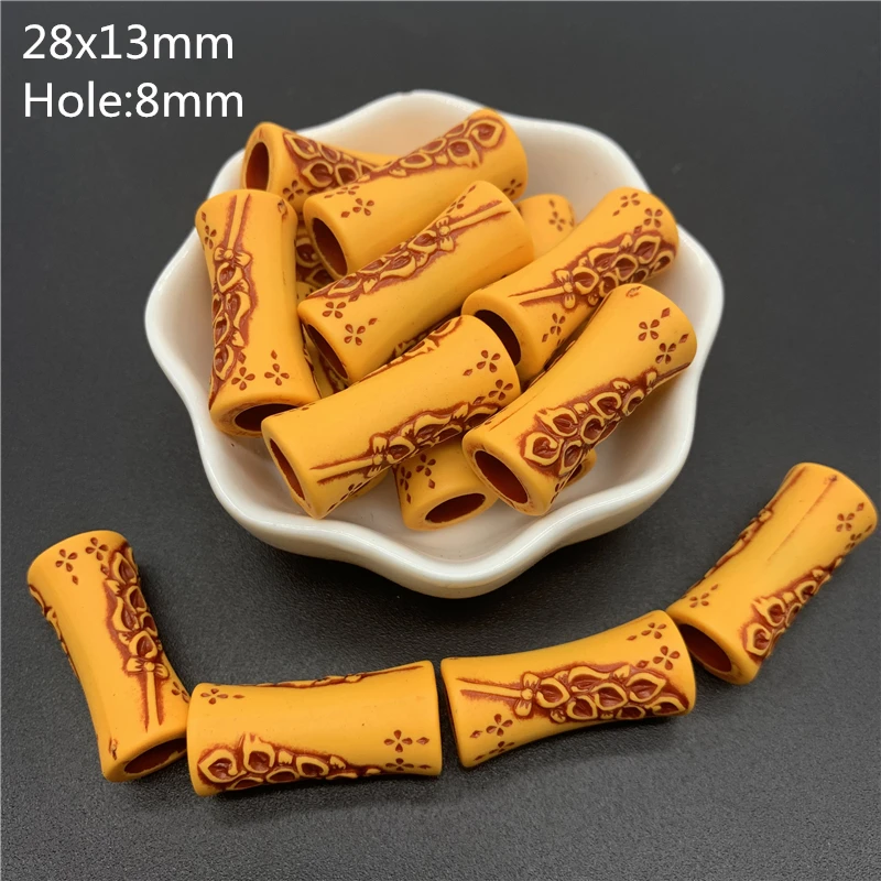 10pcs Large Hole Barrel Beads Imitation Wood Beads Acrylic Spaced Beads Charms Bracelet Beads For Jewelry Making