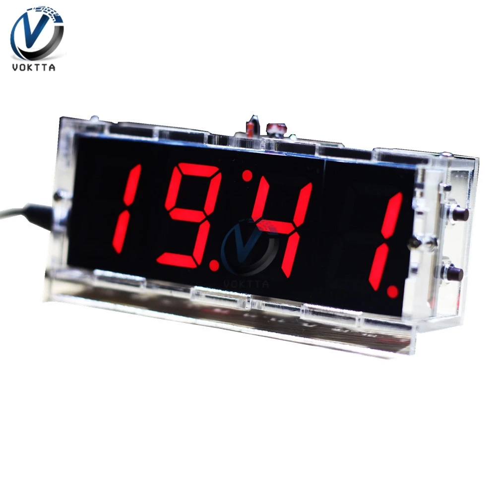 Electronic Clock LED Microcontroller DIY Kit Digital Clock Time Light Control Temperature Thermometer Red/Blue/Green/White