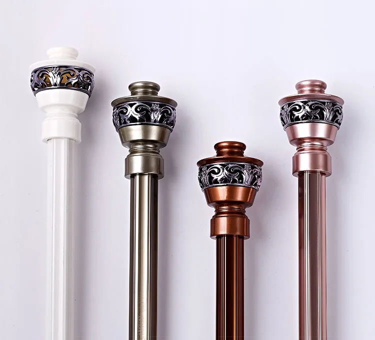 

European classic retro rome rod single and double pole thick aluminum alloy decorate mute punch curtain track rod