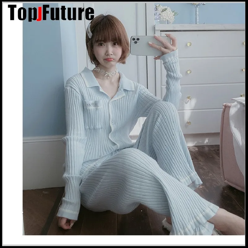 

3 colors Women girl soft home clothes sweet love set autumn and winter warm pajamas leisure wear home wear home clothes