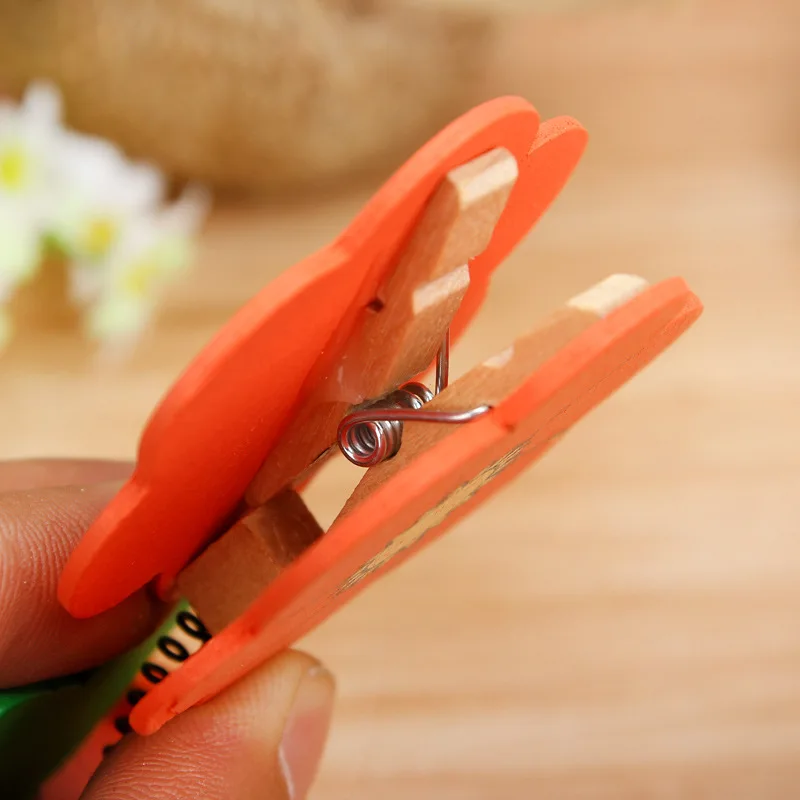 6 pcs set Cartoon Woody Flowers Contacts Memo Clip Message Clip Photo Tray Wooden Crafts Wholesale Supply image 4