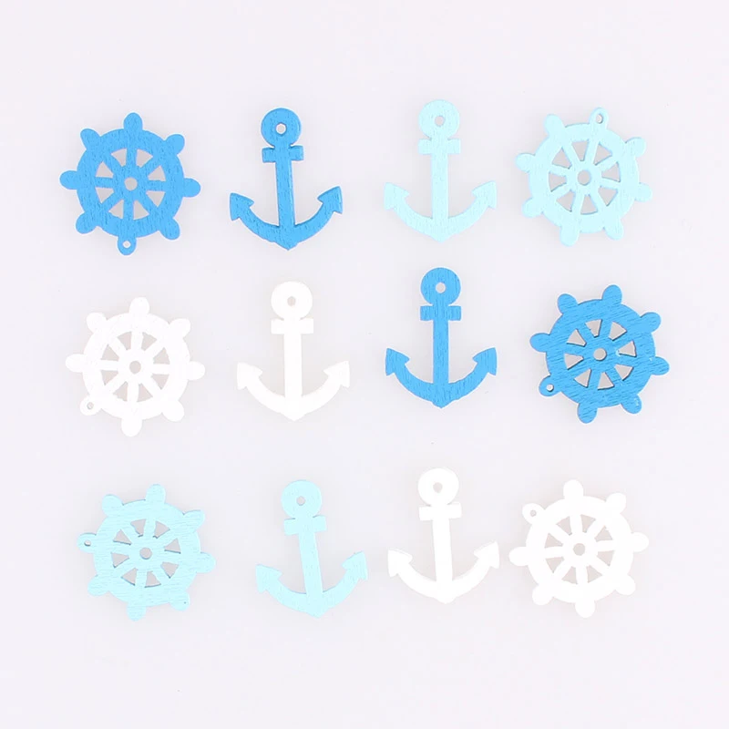 Anchor Wodden Buttons Mixed For Clothing DIY Anchor Decor Scrapbooking Needlework Craft Sewing Wood Buttons Accessories E