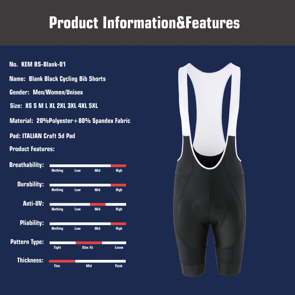 KEMALOCE Black Cycling Bib Shorts Men Shockproof 5D Gel Pad Bike Bib Shorts Reflective Men MTB Lycra Bicycle Tights Knicker