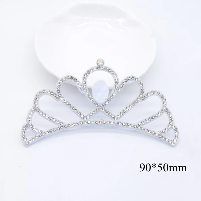 10Pcs 90*50mm Padded Crown Rhinestone Patches for DIY Clothes Crafts Decor Applique Headwear Headband Bow Jewelry Accessories