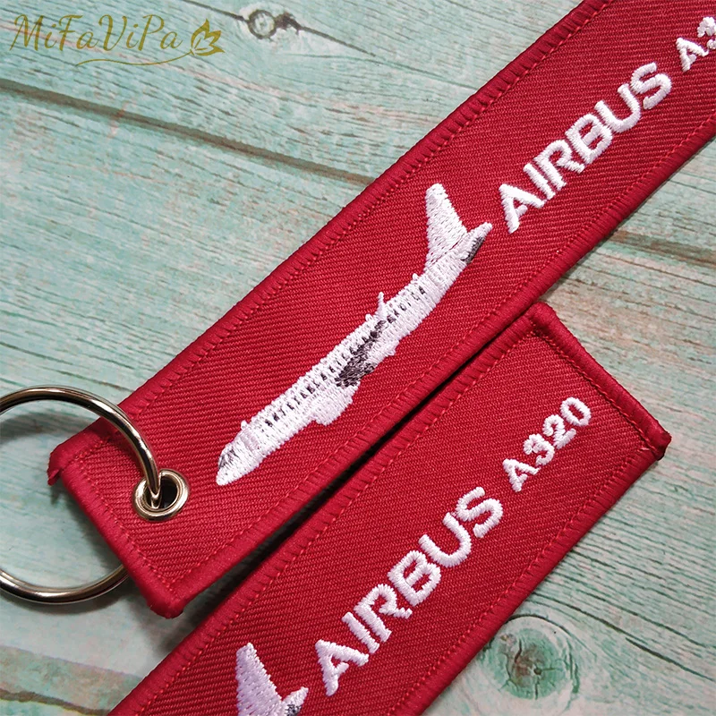 MiFaViPa Red Airbus A330 Fashion Trinket Keychain Airbus 320 Brooch Embroidery Aviation Key Chain for Men Crew Gift Luggage Tag