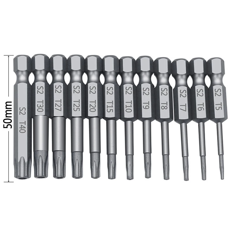 11pcs/12pcs Security Bit Set Tamper Proof Screwdriver Drill Bit Screw Driver Bits Torx Flat Head 1/4\
