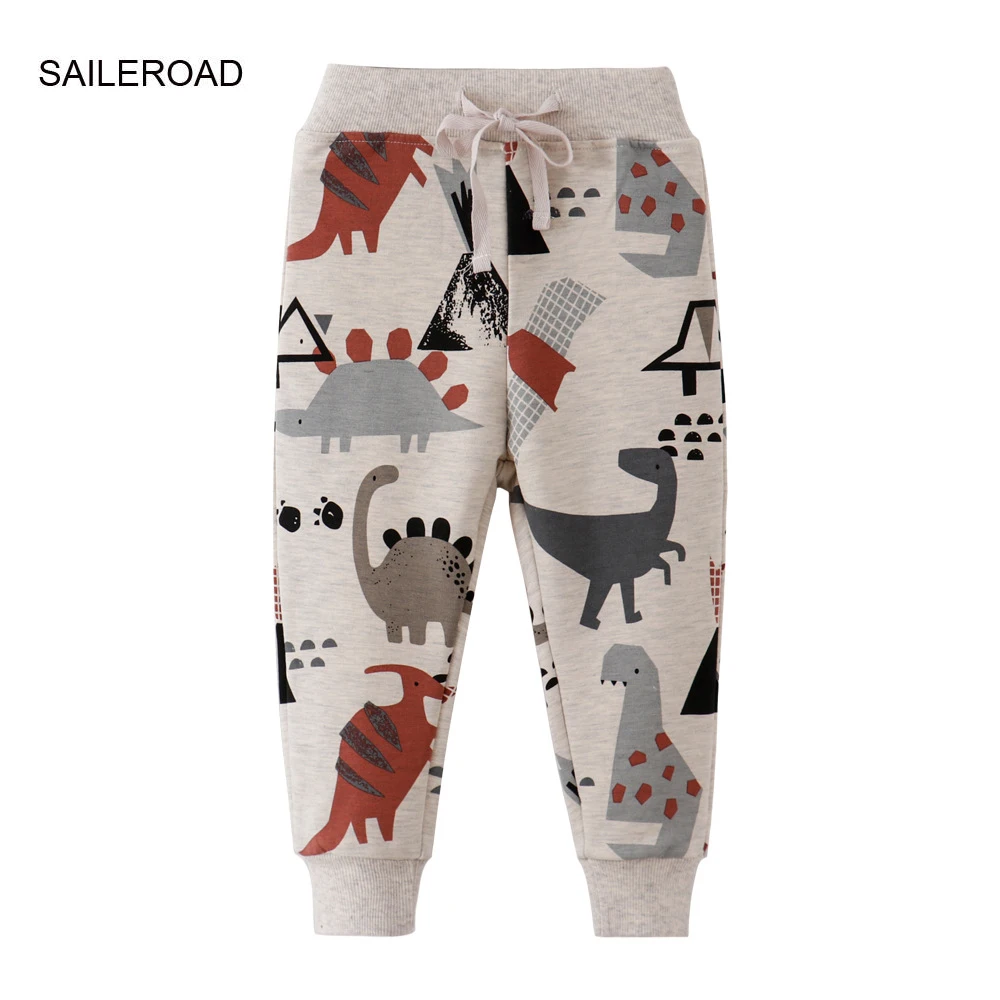 SAILEROAD 2-7 Years 2024 New Spring Dinosaur Pants for Boy Kids Little Boys Pants Trousers Casual Sweaterpants Warm Sports Pants