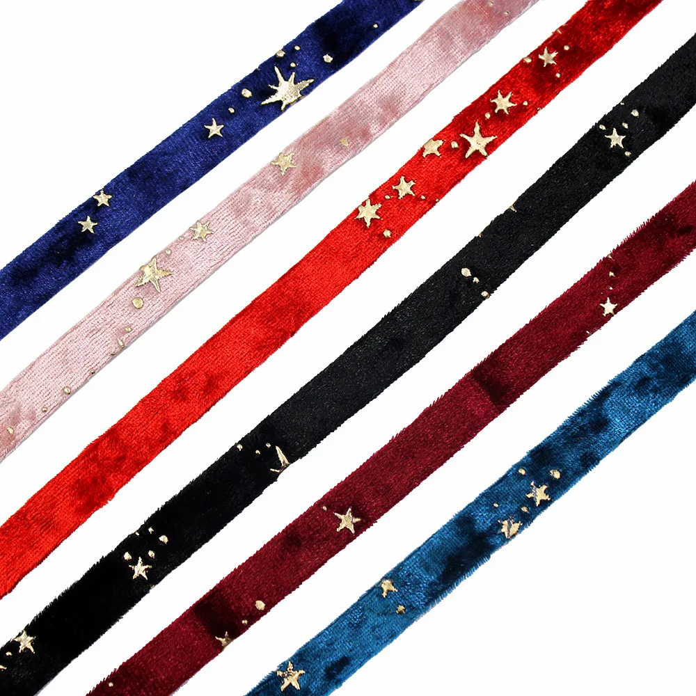 3 Meters Gilding Velvet Ribbon Double Faced Riband Wedding Party Handmade Bowknot Pressure cloth Headwear Sewing Hair Accessory