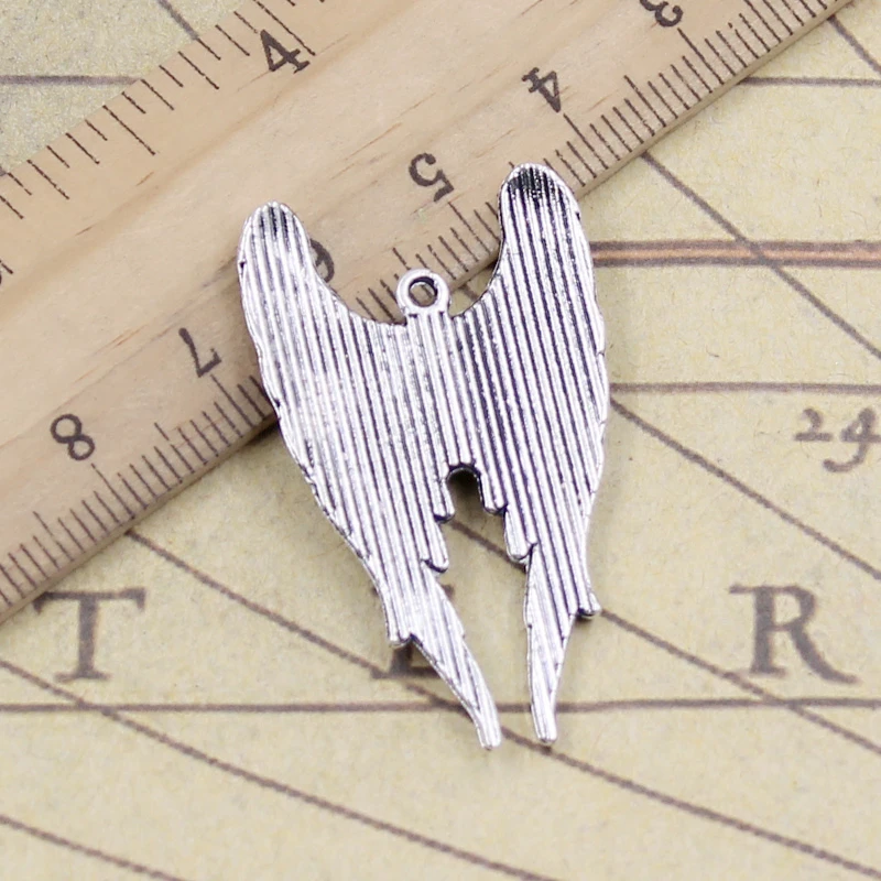 10 sztuk Charms Angel Wings 39x24mm tybetański brąz srebrny kolor zawieszki antyczne tworzenia biżuterii DIY Handmade Craft wisiorek — zdjęcie 3