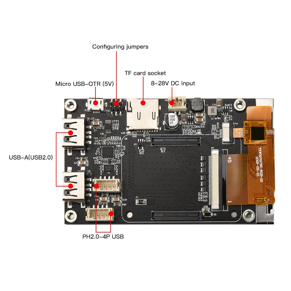 FYSETC Raspberry Pi CM4 moduł wyświetlacza HMI mały i wysokiej rozdzielczości interfejs HIM DPI pojemnościowy moduł ekranu dotykowego