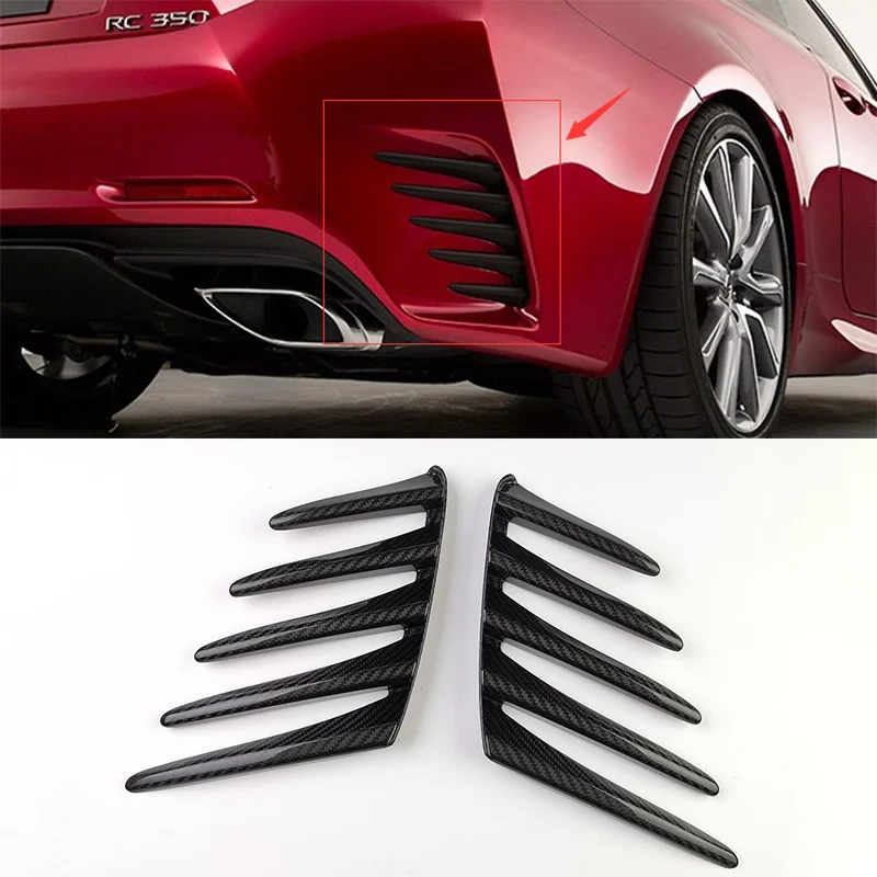 For Lexus RC200t RC300h RC300 RC350 RC F SPORT 2015-2021 2Pcs Real Carbon Fiber Rear Side Bumper Molding Rear Air Outlet Trim