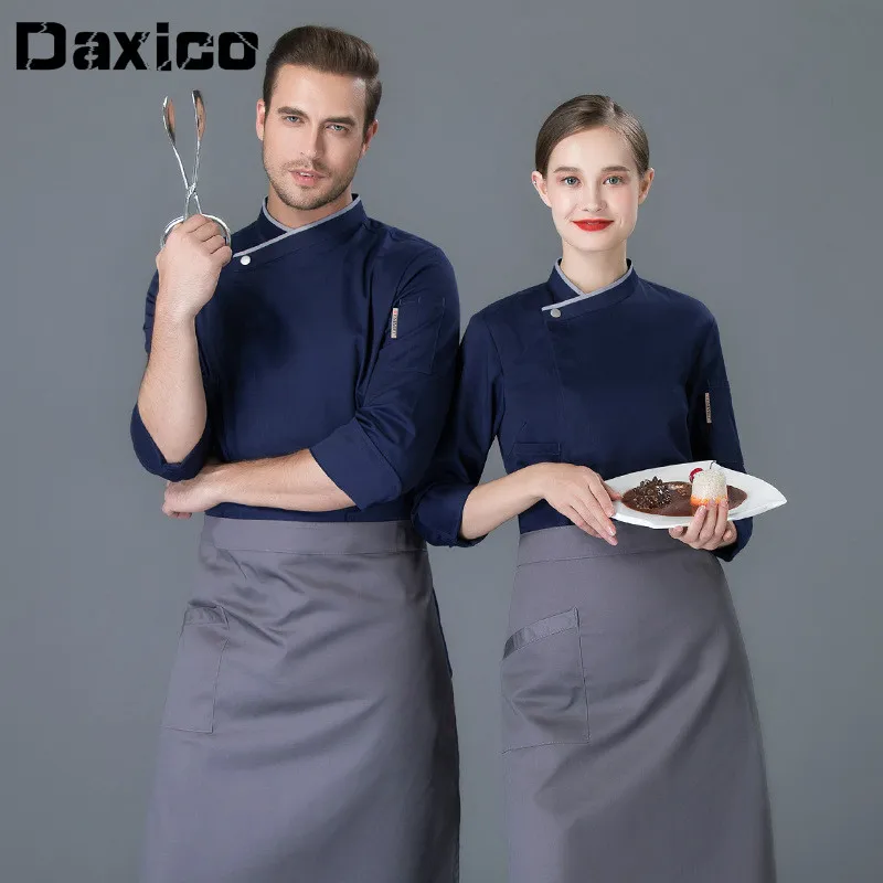 Manica Lunga Inverno Ristorante Chef Giacca Delle Donne Donne di Usura di Lavoro Personale di Cucina Dell'hotel Cafe Cibo Servizio Chef Uniforme Tute E Salopette