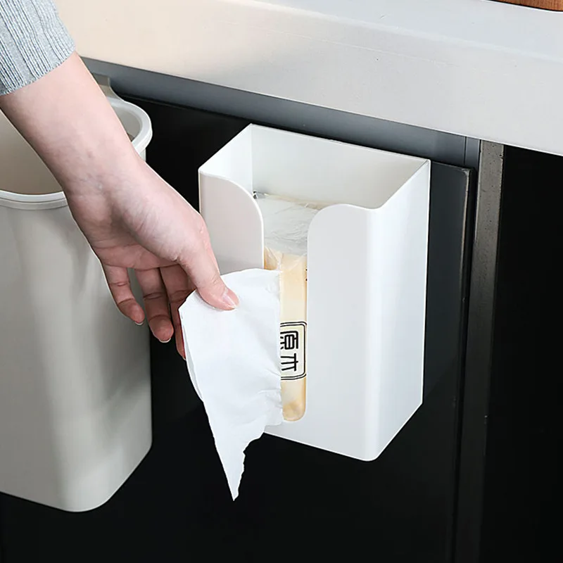 KindFuny Bathroom Wall-mounted Plastic Tissue Box Kitchen Wet Wipe Holder Napkin Paper Case Punch-free Masks Storage Box