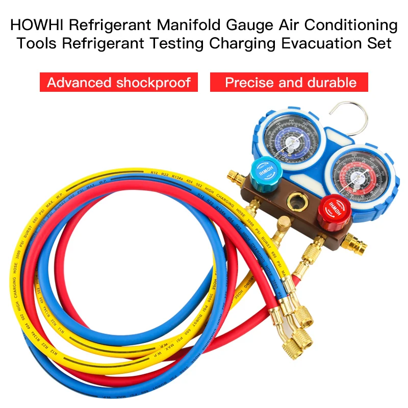 ZUKE Refrigerant Automobile Fluoride Meter Refrigerant Pressure Gauge Double Gauge Valve Air Conditioner Fluoride Tool Set