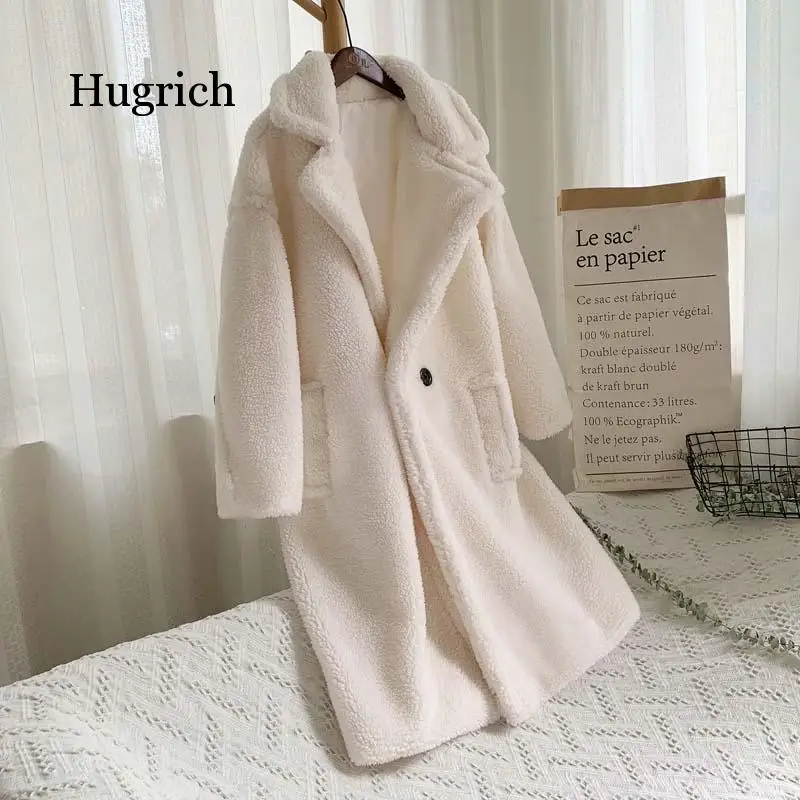 Pink Long Teddy Bear Women Winter 2020 Thick Warm Oversized Chunky Outerwear Overcoat Women Faux Lambswool Fur Coats