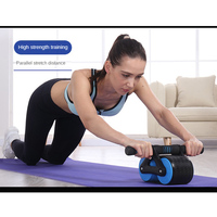 Ab Roller Automatic Rebound Double Wheel Abdominal Muscle Scroll Wheel Men Women Fitness Equipment Mute Roller With Knee Pads