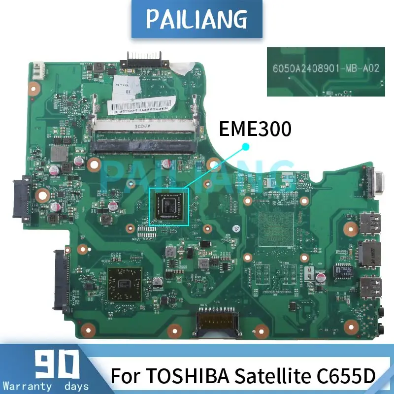 

PAILIANG Laptop motherboard For TOSHIBA Satellite C655D EME300 Mainboard V000225120 6050A2408901 DDR3 tesed