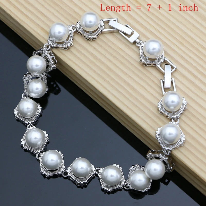 Luxury Pearl Silver 925 Jewelry Sets for Women Freshwater Pearl Bracelet Earrings Ring Necklace Sets Gift for Her Wedding Party