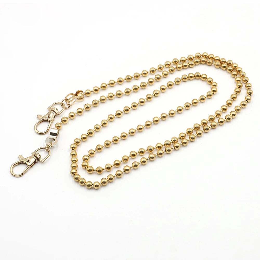 120cm Gold Silver Black Bronze Bags Chain Strap 5mm Metal Bead Chain Shoulder Crossbody Bag Handbag Handle Chain Replacement