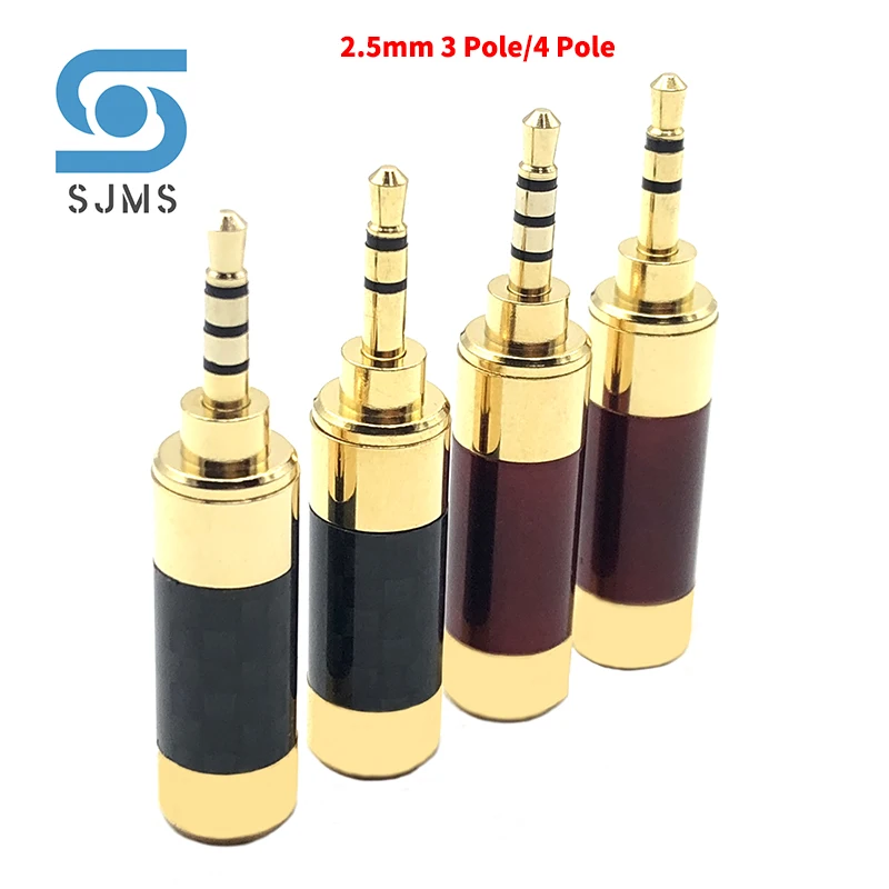 Gold plated Stereo with Clip 2.5 mm 3 Pole 4 Pole Repair Headphone Jack Plug Audio Plug Jack Connector Soldering for 6mm cable