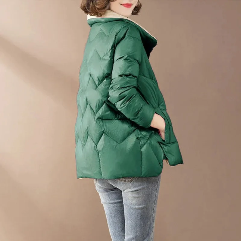 Women's Super Light Cropped Puffer Jacket Autumn Winter Warm Down Cotton Outwear Plus Size Vintage Parkas Loose Fashion Coat