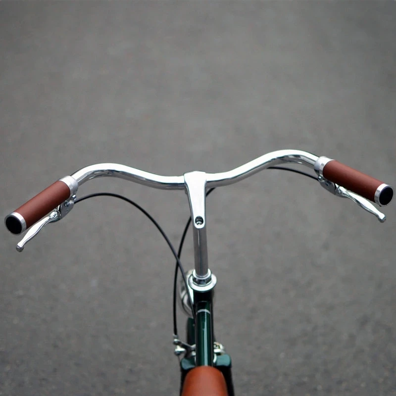 Vintage Bike Swallow-shaped Handlebar Aluminum Alloy Retro 20 Inch Commuter Bicycle 560mm 25.4mm Silver Color