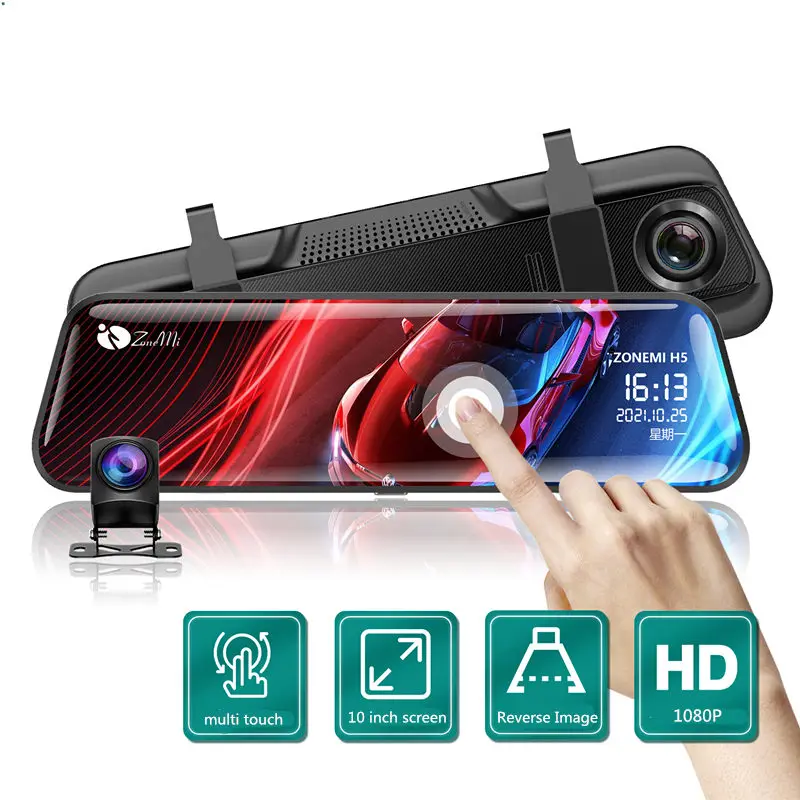 

New Car 10 inch Car DVR Full screen Stream Media Rearview Mirror driving Recorder 1080P HD night vision front and rear camera