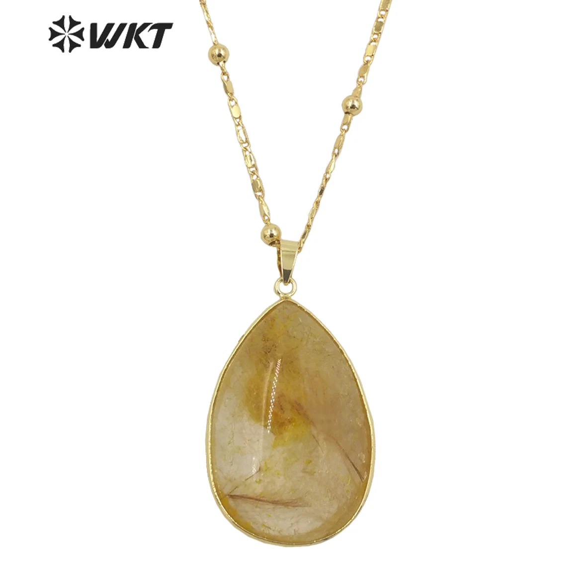 

WT-N1344 WKT Fashion Decoration With Natural Stone Necklace Yellow Ruilated Pendant Lady Gifts Jewelry So Nice Present ACC