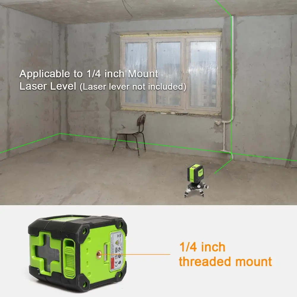 Huepar 360-Degree Turning Rotating Micro-adjust Fine Turning Pivoting Base for Laser Level Tripod Connector 1/4 Threaded Mount