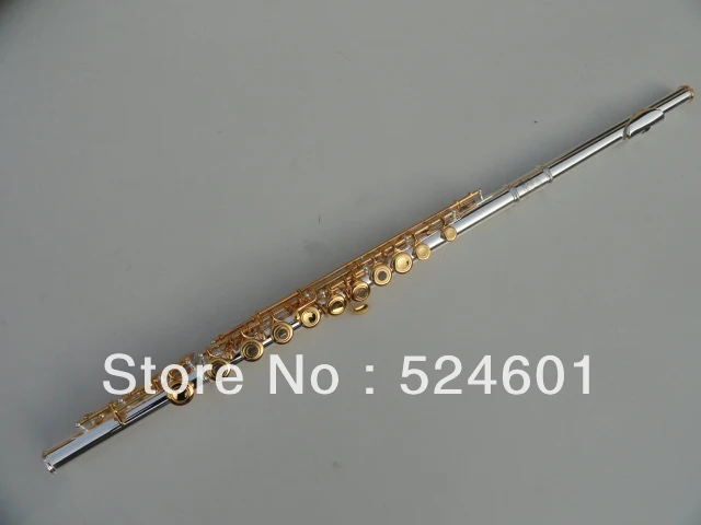 271S Student Flute Type Small Elbow The 16 Key Hole Openings C Flute Silver Body Gold Keys Instrument Flauta