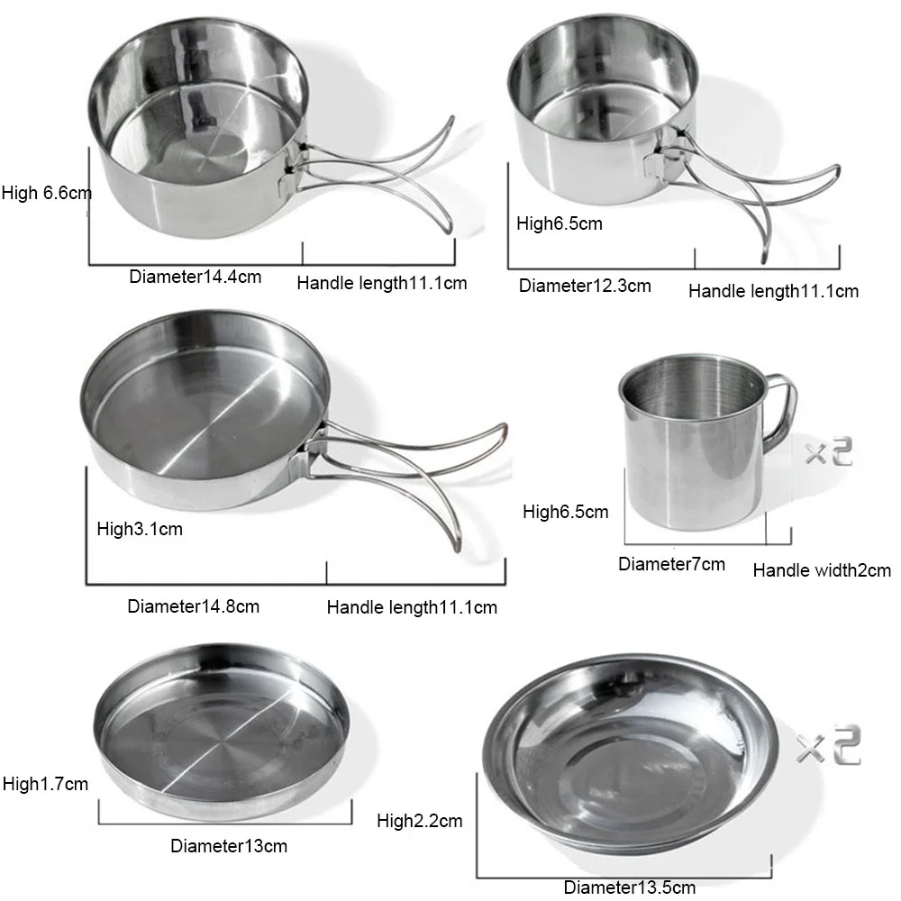 Imagem -03 - Kit de Panelas de Piquenique Ultraleves Utensílios de Cozinha de para Piquenique ao ar Livre Acampamento Caminhadas Mini Panelas Aço Inoxidável