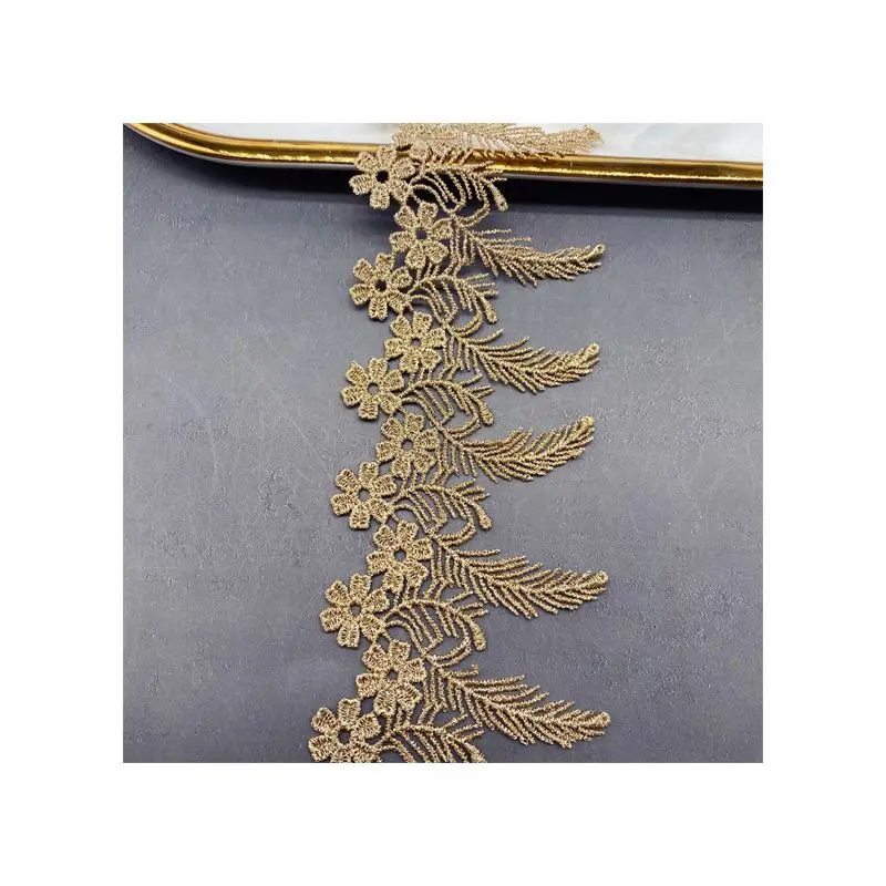 6CM Width Embroidery Gold Thread Flower Tassel Lace Fabrics DIY Skirt Lolita Clothing Garment Accessories