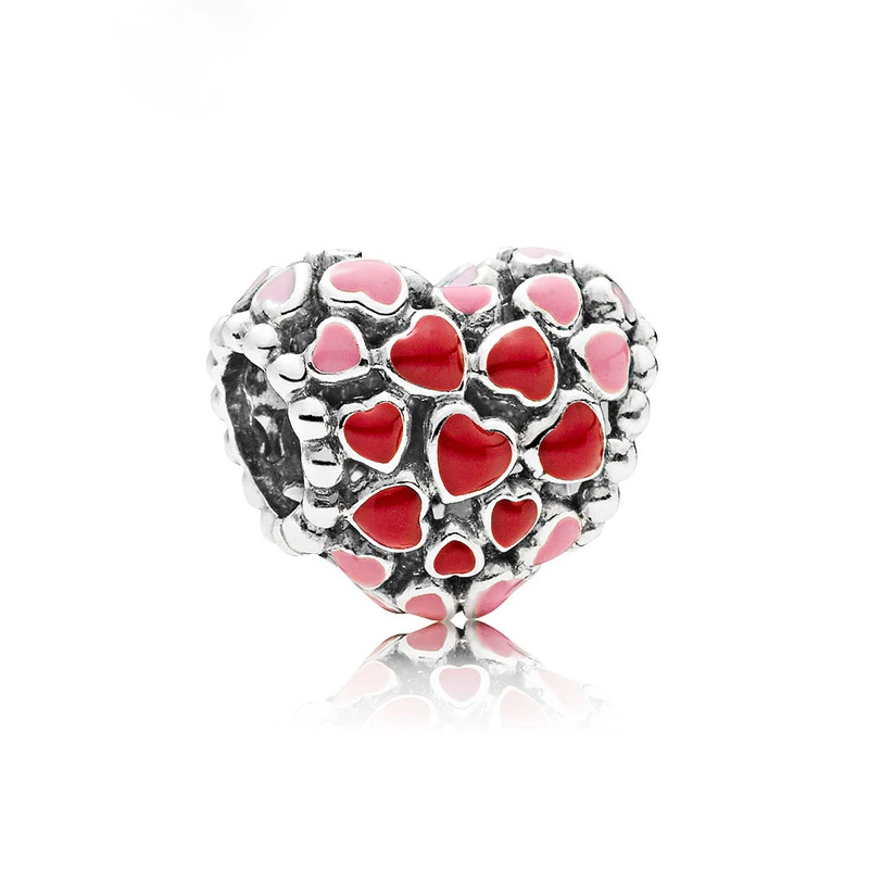 New Fashion Charm Original Red Collection Love House Wine Glass Beads Fit Original Pandora Women's Bracelet Jewelry Accessories