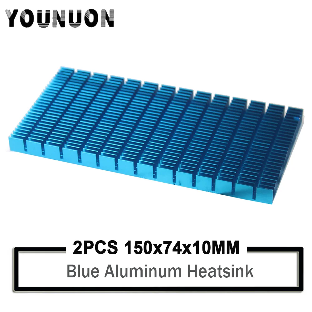 

2Pcs YOUNUON Radiator Aluminum Heatsink Extruded Heat Sink For LED Electronic Heat Dissipation Cooling Cooler 150x74x10mm